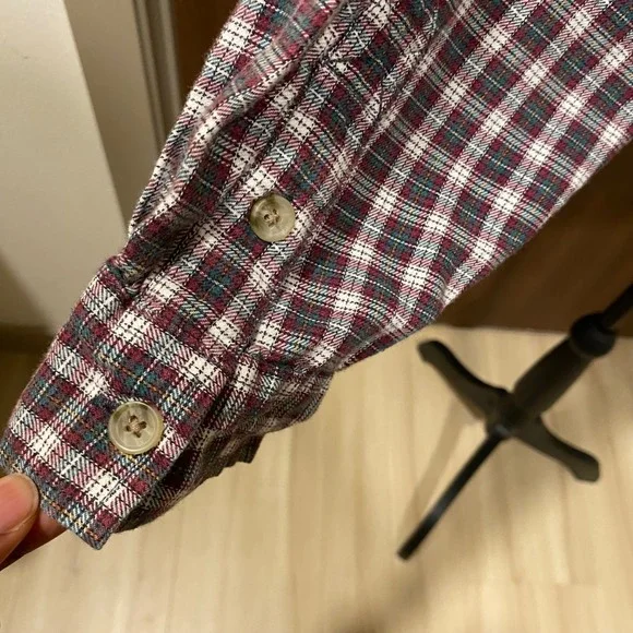 AMERICAN EAGLE Women Cozy Cabin Cropped Flannel Size Large Plaid Upcycled Grunge - Picture 8 of 14